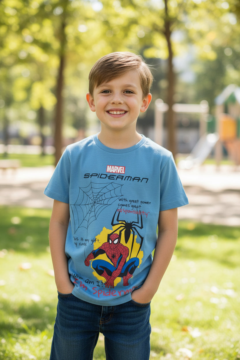 Light blue Spider man T-shirt