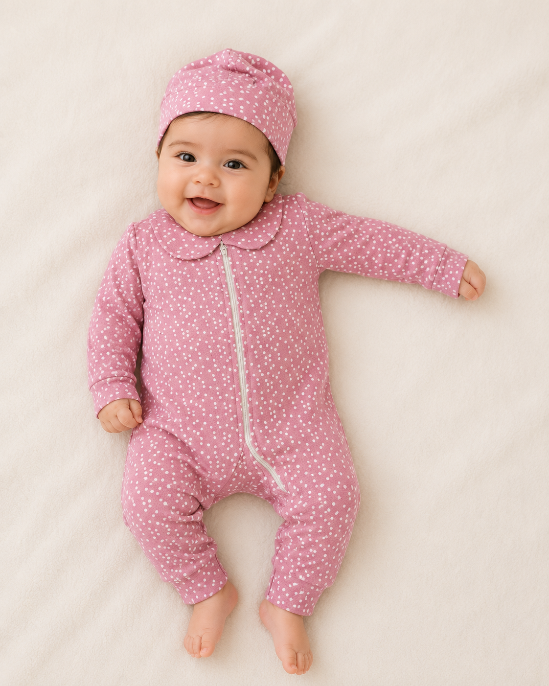 (Pink or Light Blue) with white dots Onesie