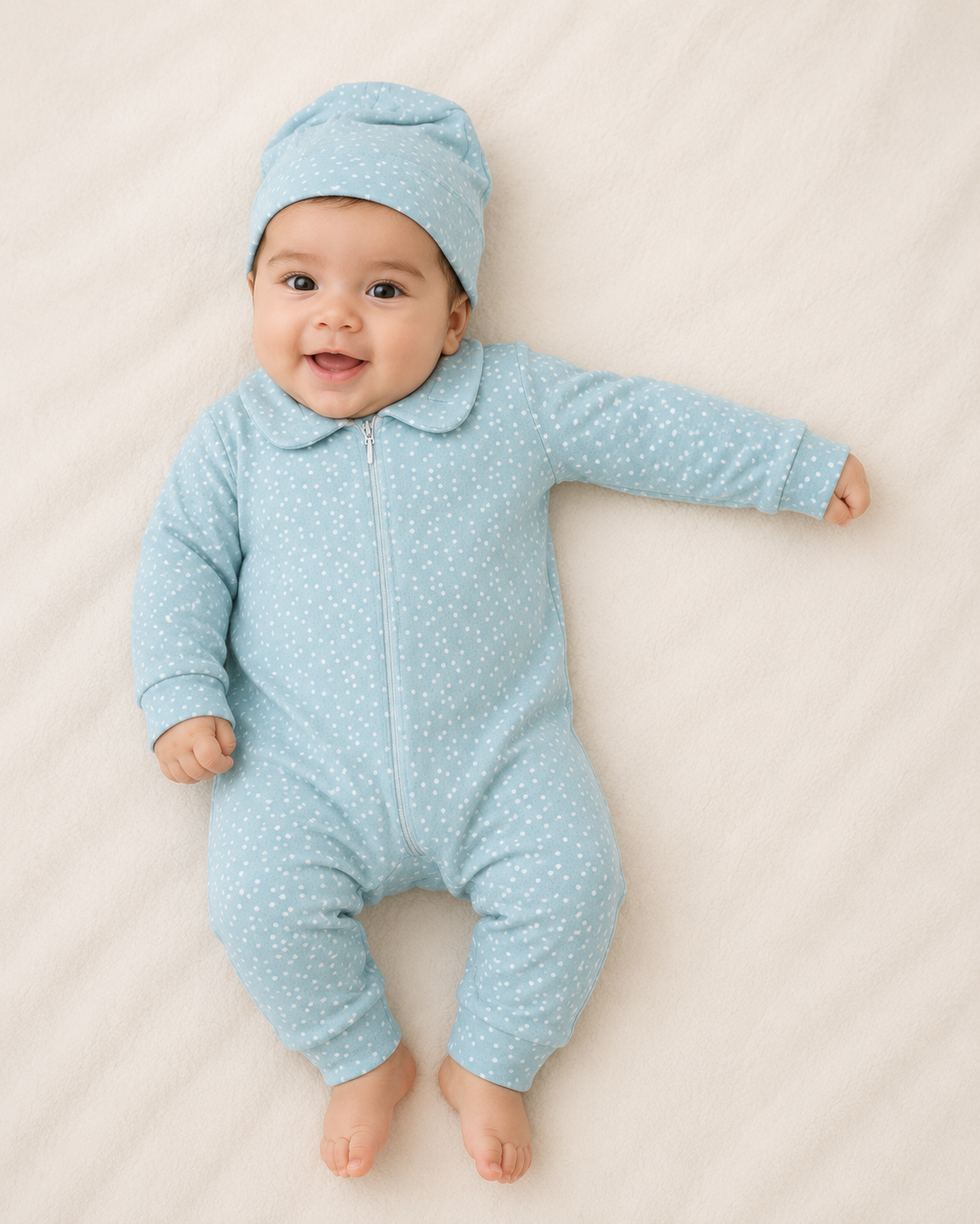 (Pink or Light Blue) with white dots Onesie