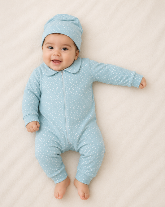 (Pink or Light Blue) with white dots Onesie