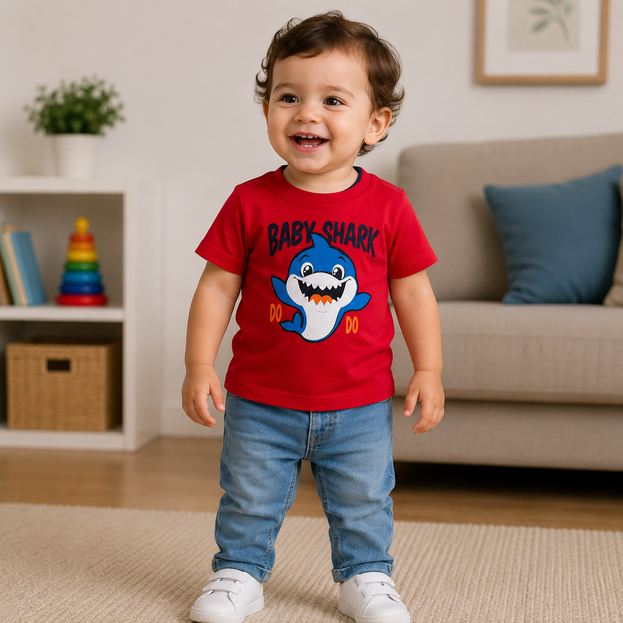 Red Boys T-shirt Baby Shark