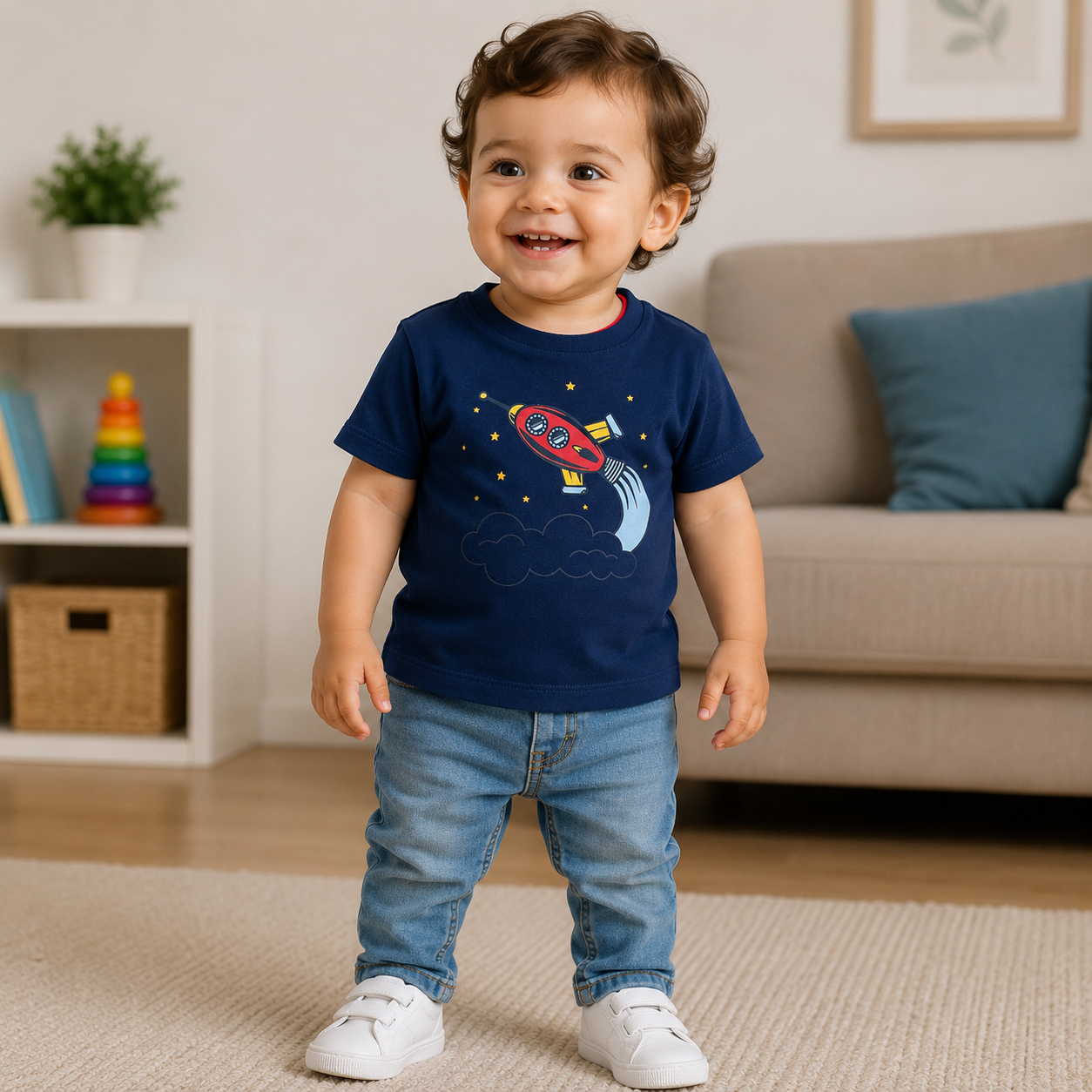 Navy Boys T-shirt Rocket