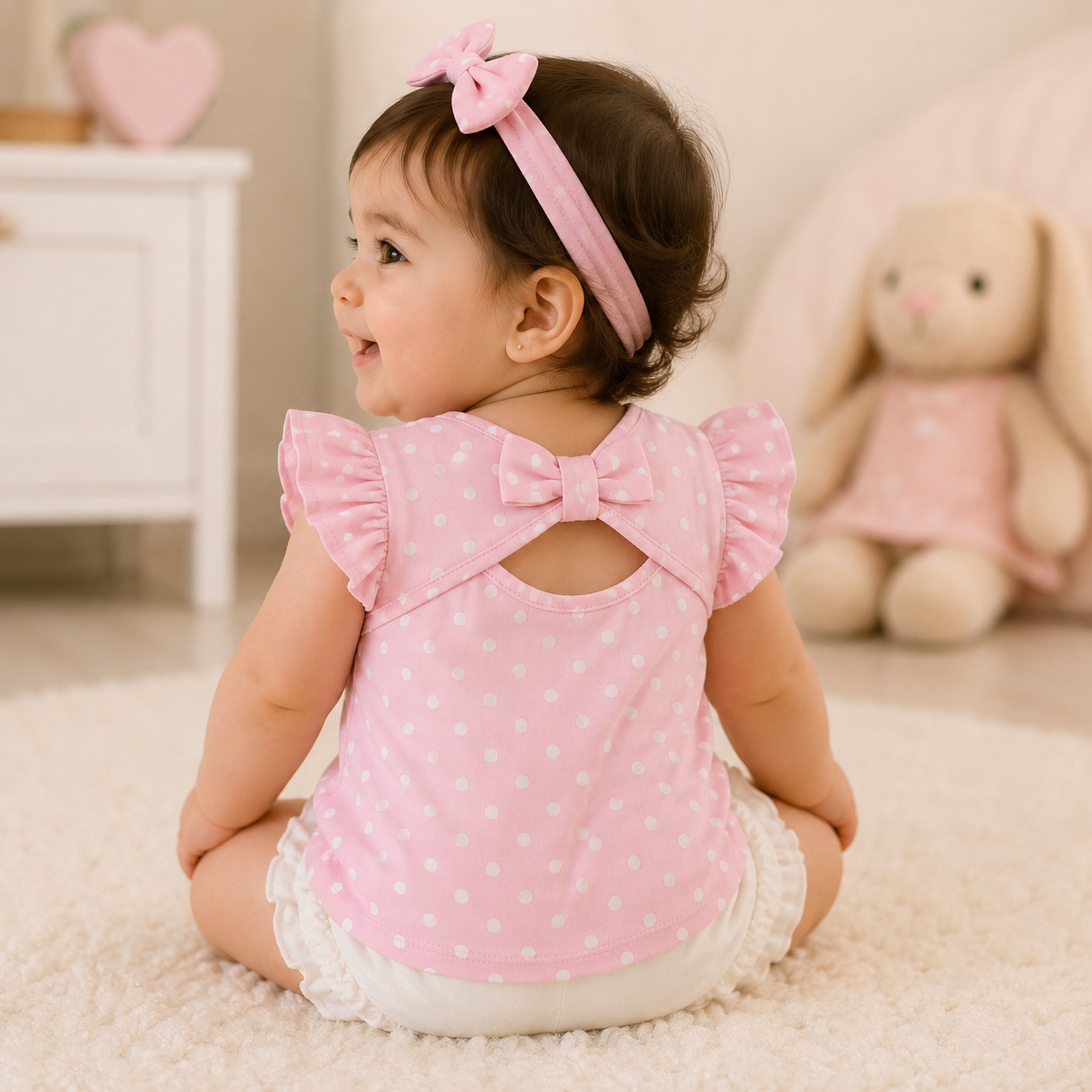 Pink Girls T-shirt Polka Dots