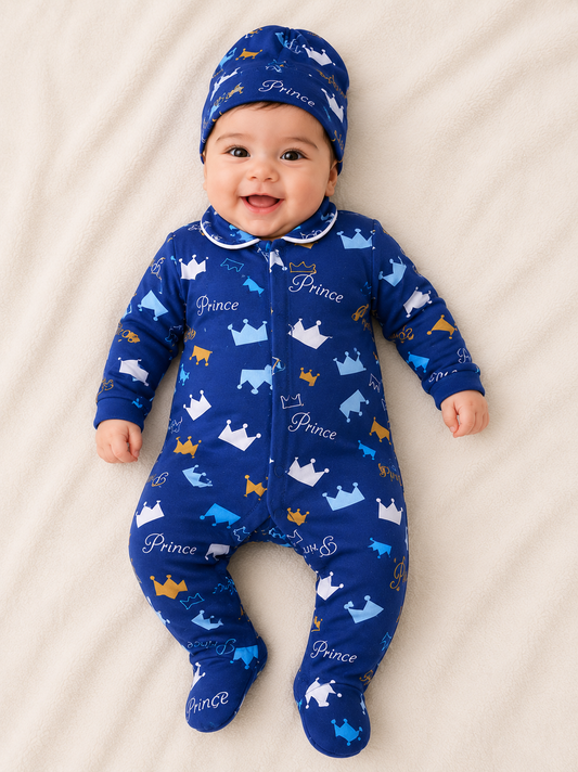 Navy Crown Onesie